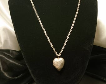 Antique silver heart locket, victorian picture locket necklace