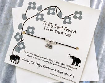 Best Friend Bracelet Friendship Bracelet Gift For Best Friend Gift Friendship Jewelry Elephant Jewelry Best Friend Jewelry Wish Bracelet