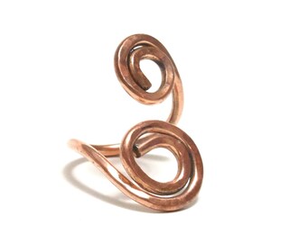Copper Adjustable Ring, Women, Men, Teen, Size 6--8.5, Healing Metal,