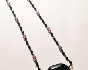 Agate Necklace with Rosary Chain