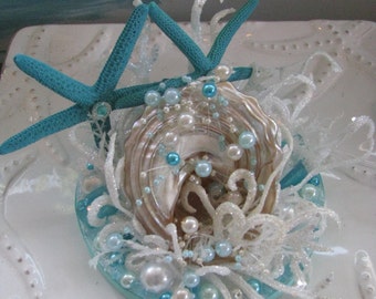Seashell Wedding Cake Topper~Starfish Beach Wedding Cake Topper