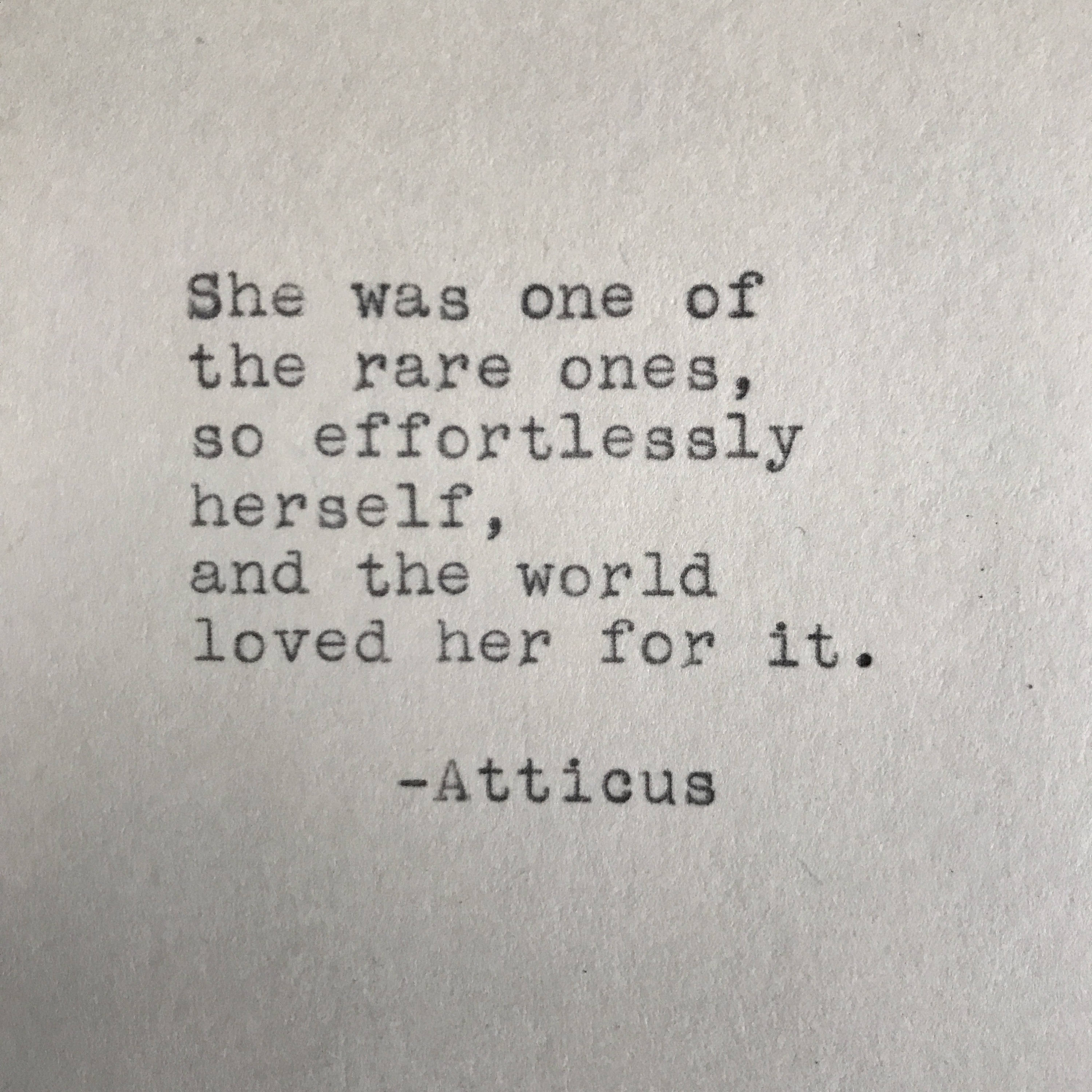 Atticus Love Quote Typed on Typewriter 4x6 White Cardstock