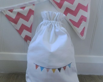 Bunting Drawstring Cotton Bag Large (9.8" x 14")