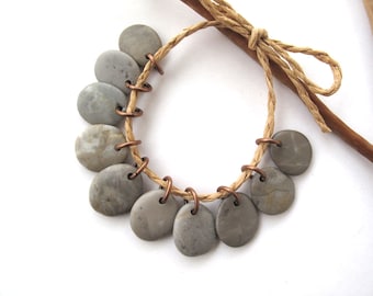 Rock Beads Small Mediterranean Natural Stone River Stone Jewelry Supplies Pairs Copper GREY CHARMS 15-17 mm