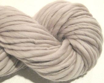 Handspun Yarn Solid Pewter 110 yds merino wool waldorf doll hair knitting supplies bulky thick and thin yarn