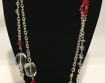 Silver and Red Necklace