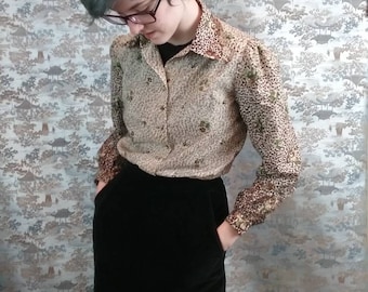 Vintage 70s black Velveteen high waist skirt - wiggle skirt