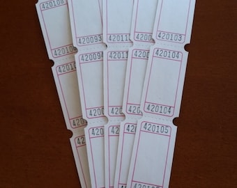 50 or 100 Blank Tickets (White)