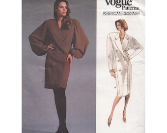 Vintage 80s Double Breasted Dress with Wide Lapel & Feature Sleeves UNCUT Vogue American Designer Sewing Pattern 1937 Perry Ellis Bust 32.5