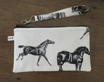 Horses Wristlet Clutch Purse, Zipper Pouch, Ready to Ship