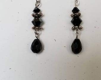 Silver and black dangle earrings