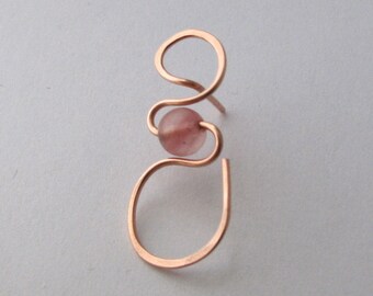 Eyeglass Pin Sunglass Holder Cherry Quartz Bead Copper Wire