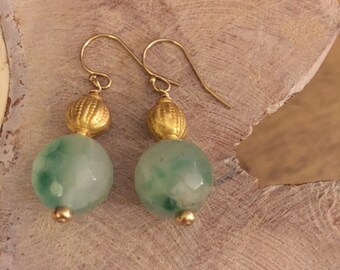 Jade and German Gold Earrings