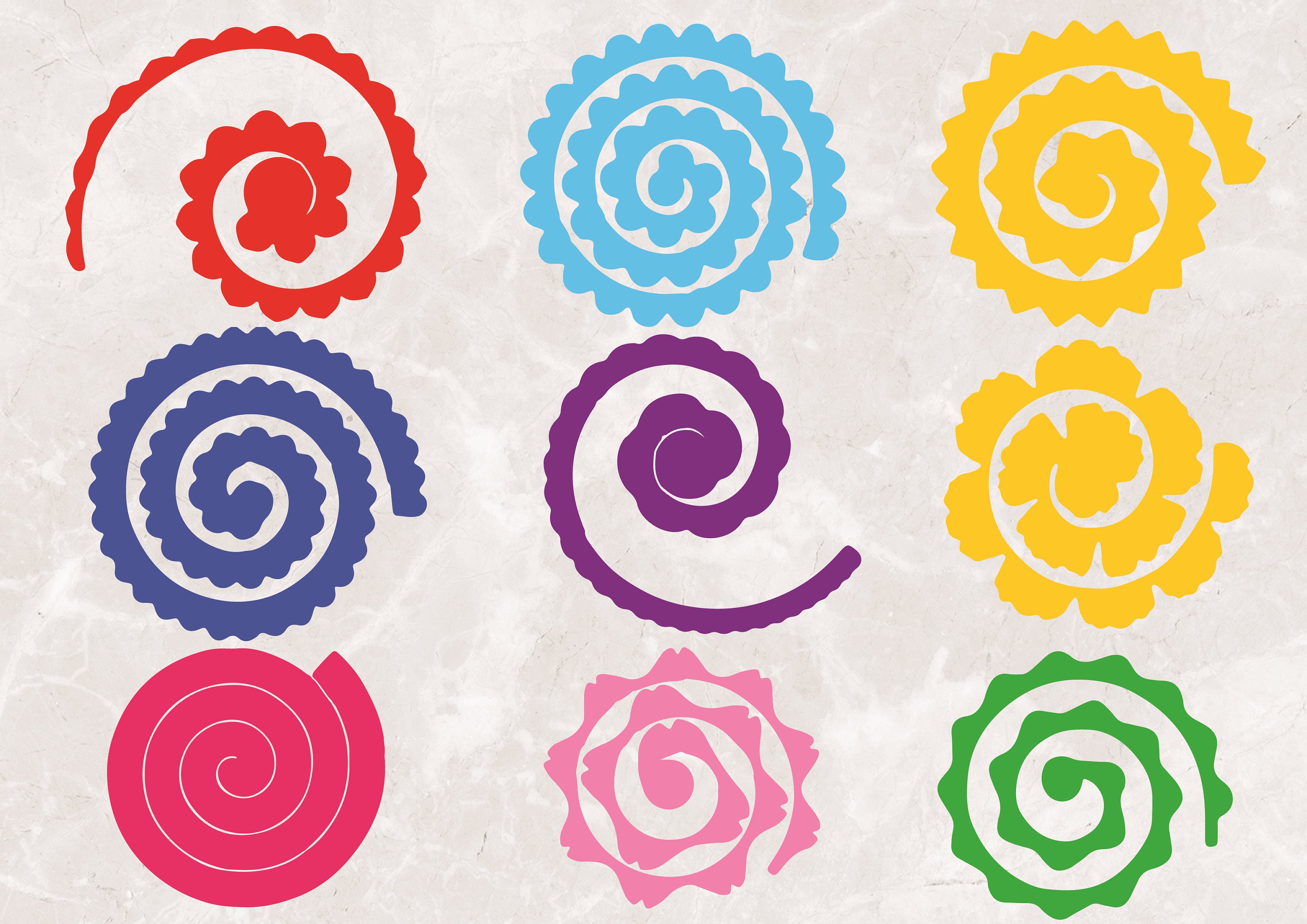 Download 9 Rolled Paper Flowers Svg Cut Files 300 PPI