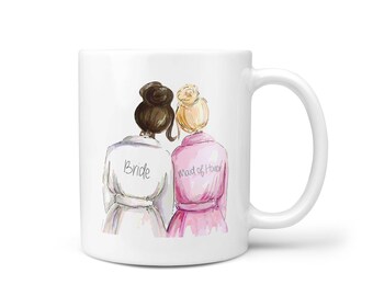 Wedding Gift for Bride, Bride Gift, Maid of Honor Gift, Engagement Gift for Women, Bridal Shower Gift for Her - Coffee Mug - Bride and MOH