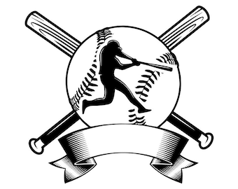 Baseball Logo #12 Player Tournament Ball Bat League Equipment School Team Game Field Sport Logo.SVG .EPS .PNG Vector Cricut Cut Cutting File