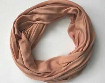 Silk Infinity Scarf - Orange Infinity Scarf - Orange Scarf - Casual Scarf - Neutral Scarf - Knit Infinity Scarf - Gift for Her - Wife Gift