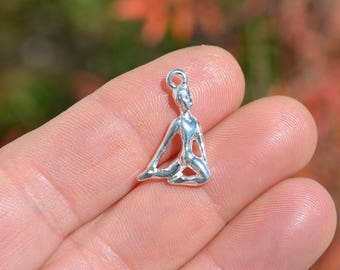 5 Silver Plated Yoga Charms SC5127