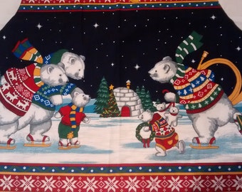 Christmas Concord's Holiday on Ice Vest Panel cut and sew vest white bear skating cotton vest