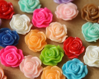 CLOSEOUT - 30 pc. Multi Color Ruffle Rose Cabochons 13mm x 11mm | RES-434