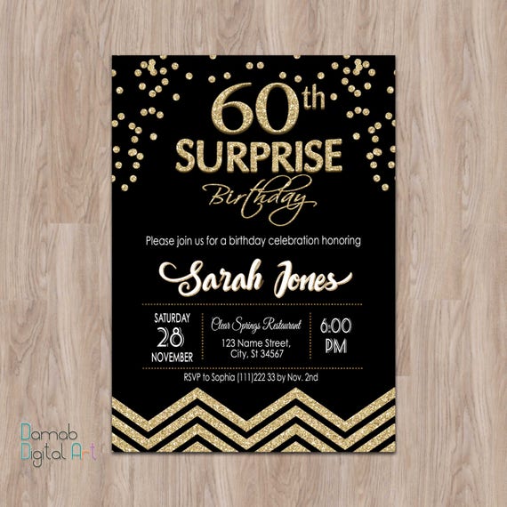 Surprise 60th birthday invitations 60th surprise birthday
