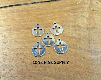 Cross Charm. Round Christian Charm.