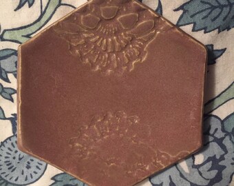 Homemade Ceramic Lace Jewelry Dish or Spoon Rest
