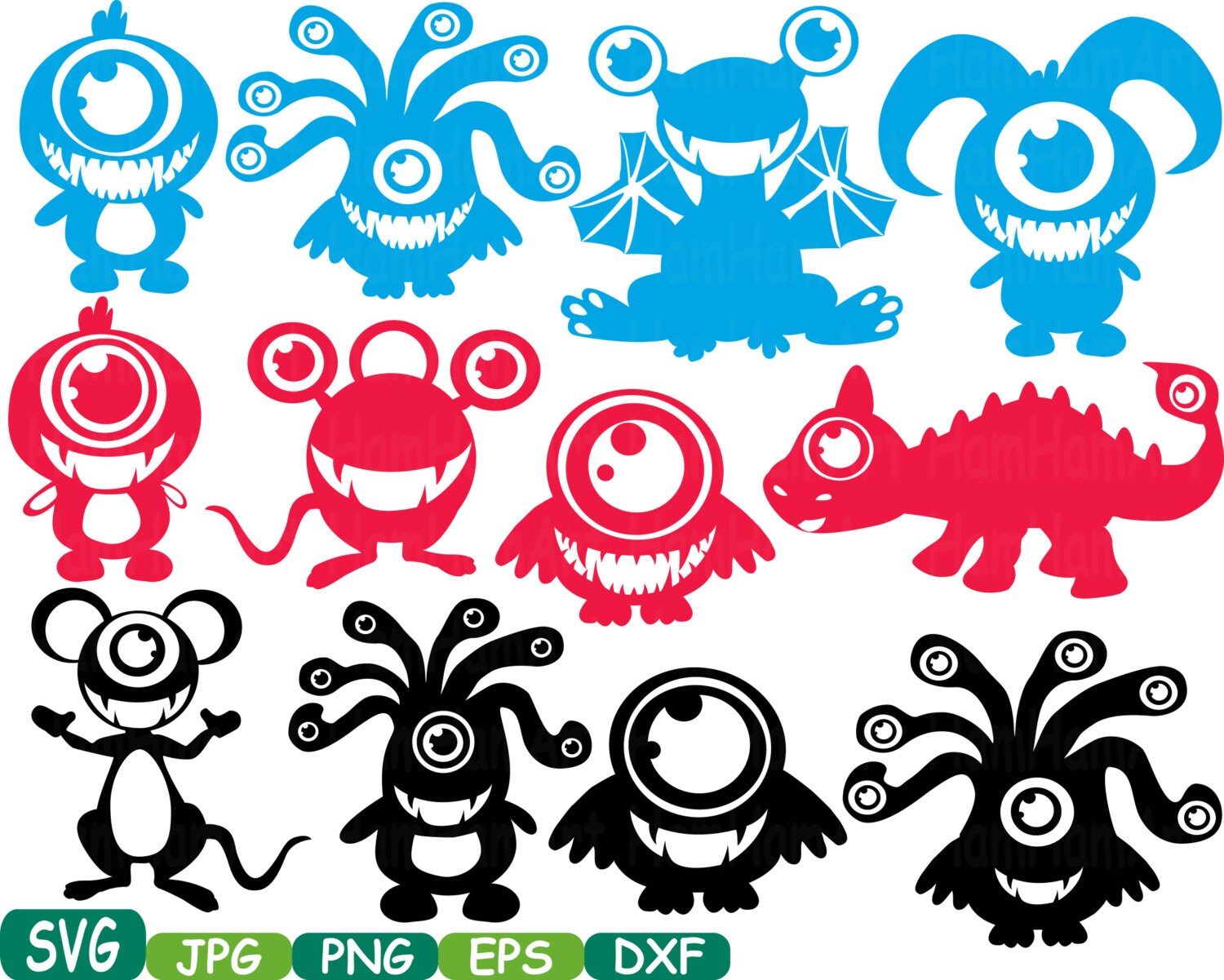 Download Monsters Monogram Cutting files SVG Silhouette clipart ...