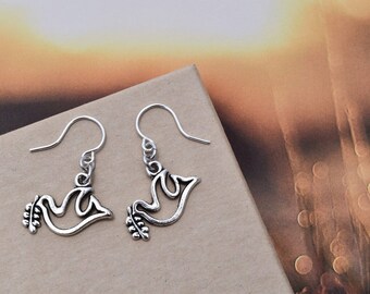 Dove Earrings - Peace Dove Jewelry - Small bird earrings - cute little bird earrings - Doves earrings - peace doves