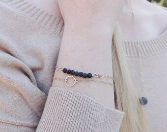 Diffuser Bracelet Essential Oil Bracelet Aromatherapy Jewelry Lava Bead Bracelet 14k Gold Filled or Sterling Silver Gift For Women