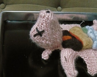 Knitted Fetal Pig in a Dissection Tray