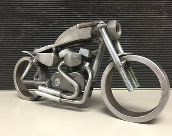 Harley sportster café racer welded metal motorcycle sculpture