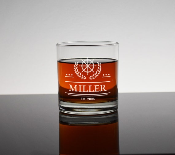 Personalized, Engraved Nautical Rocks Glass