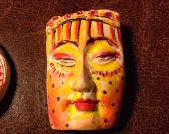 clay face jewelry craft supplies handmade cabochon polymer clay findings doll parts head mask stripes tribal