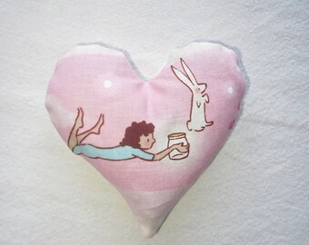 Lavender Heart Sachet in Whimsical Cotton Print