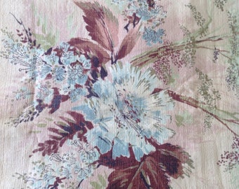 Vintage 1950's Floral Barkcloth Fabric 72" x 40"