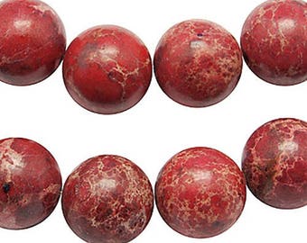 6MM: 10 reality red marbled round beads