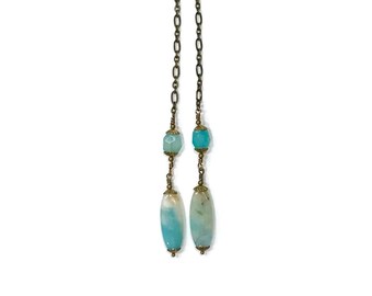 necklace lariat with amazonite gemstones