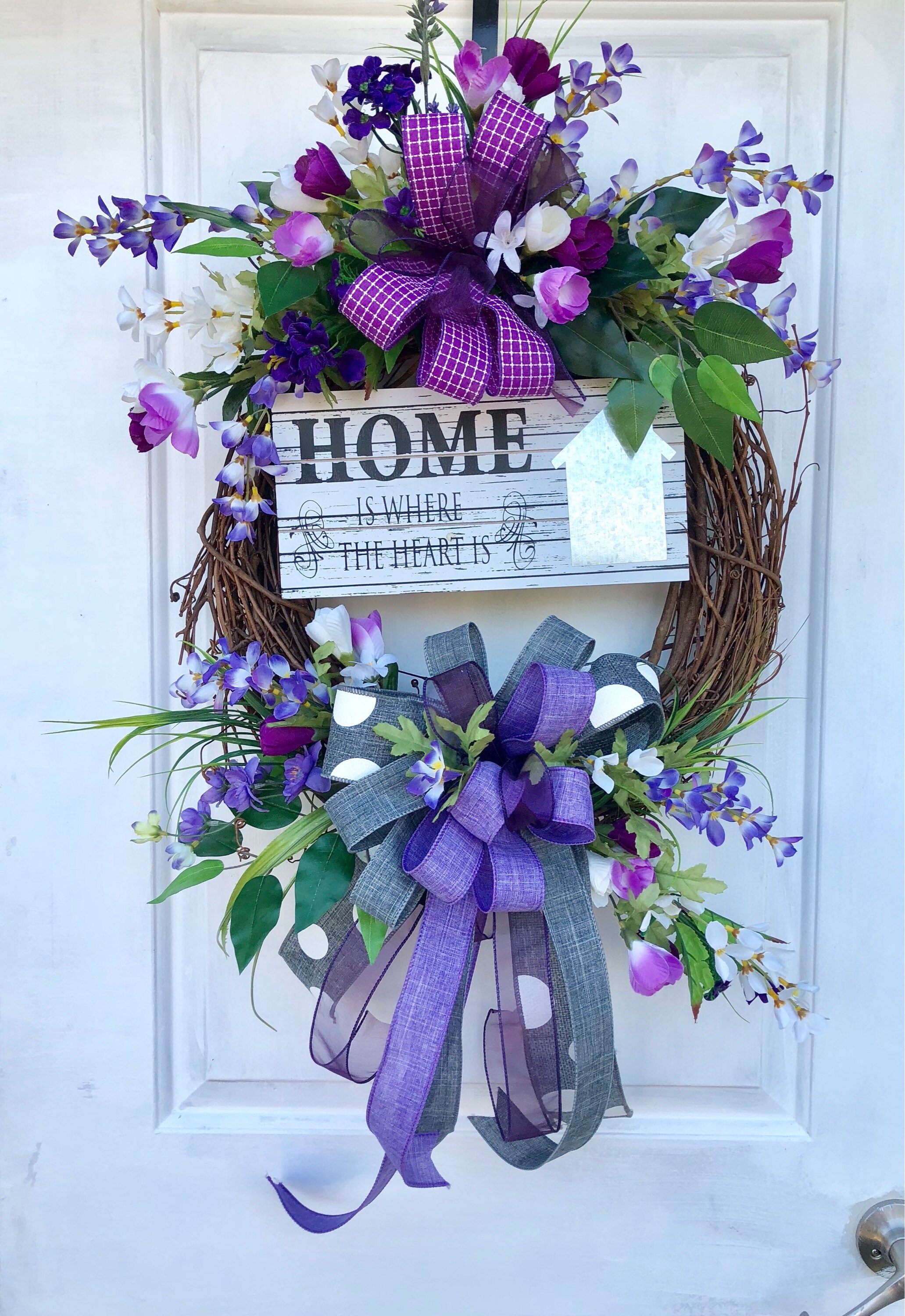 Sprung Wreath, Summer Wreath, Purple Wreath, Spring, Front Door Wreath ...