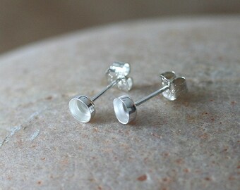 Post Stud Earrings • 4 mm or 5mm or 6 mm or 8 mm • Sterling Silver • Ready to be Set with Your Own Stones • Blanks • Supplies