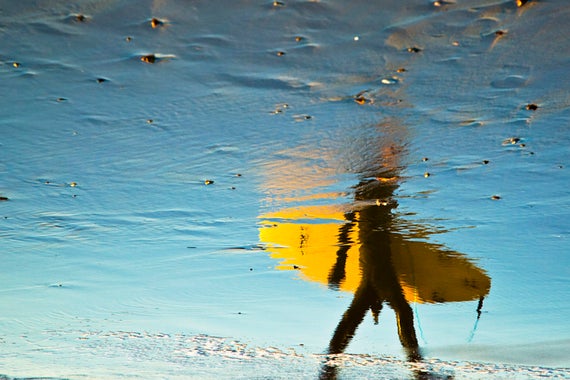 YELLOW SURFER. Surfing Print, Abstract Picture, Beach Print, Reflection Art, Photographic Print, Dorset Prints.