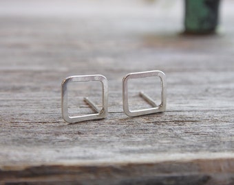 Sterling Silver Square Stud Earrings