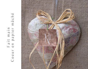 Paper mache heart handmade France