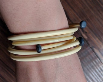 Knitters Bracelets - Bone Coloured Plastic Knitting Needle Braclets