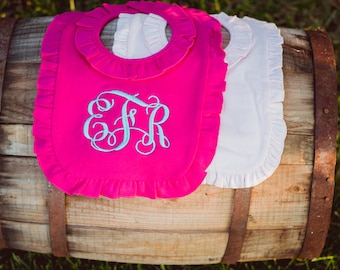 Baby Girl Monogrammed Bib | Ruffle Baby Bib | Monogram Bib | Baby Gift | Baby Girl Bib | Baby Bib | Baby Shower Gift | Baby Girl Gift