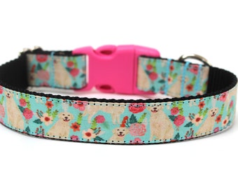 Golden Retriever Dog Collar 1" Size Small *Ready To Ship* Floral Dog Collar