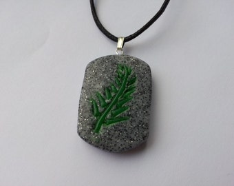 Polymer Clay Fern Leaf Tag Pendant