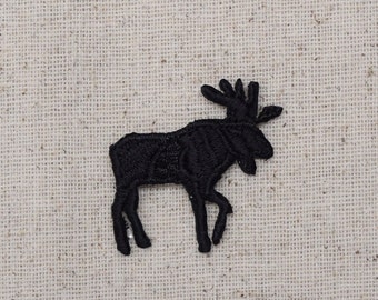 Moose Silhouette - Small - Facing Right or Left - Iron on Applique - Embroidered Patch - 696127