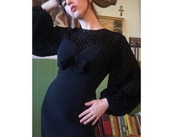 60's Does The 30's Velvet Burnout Balloon Sleeve Dress