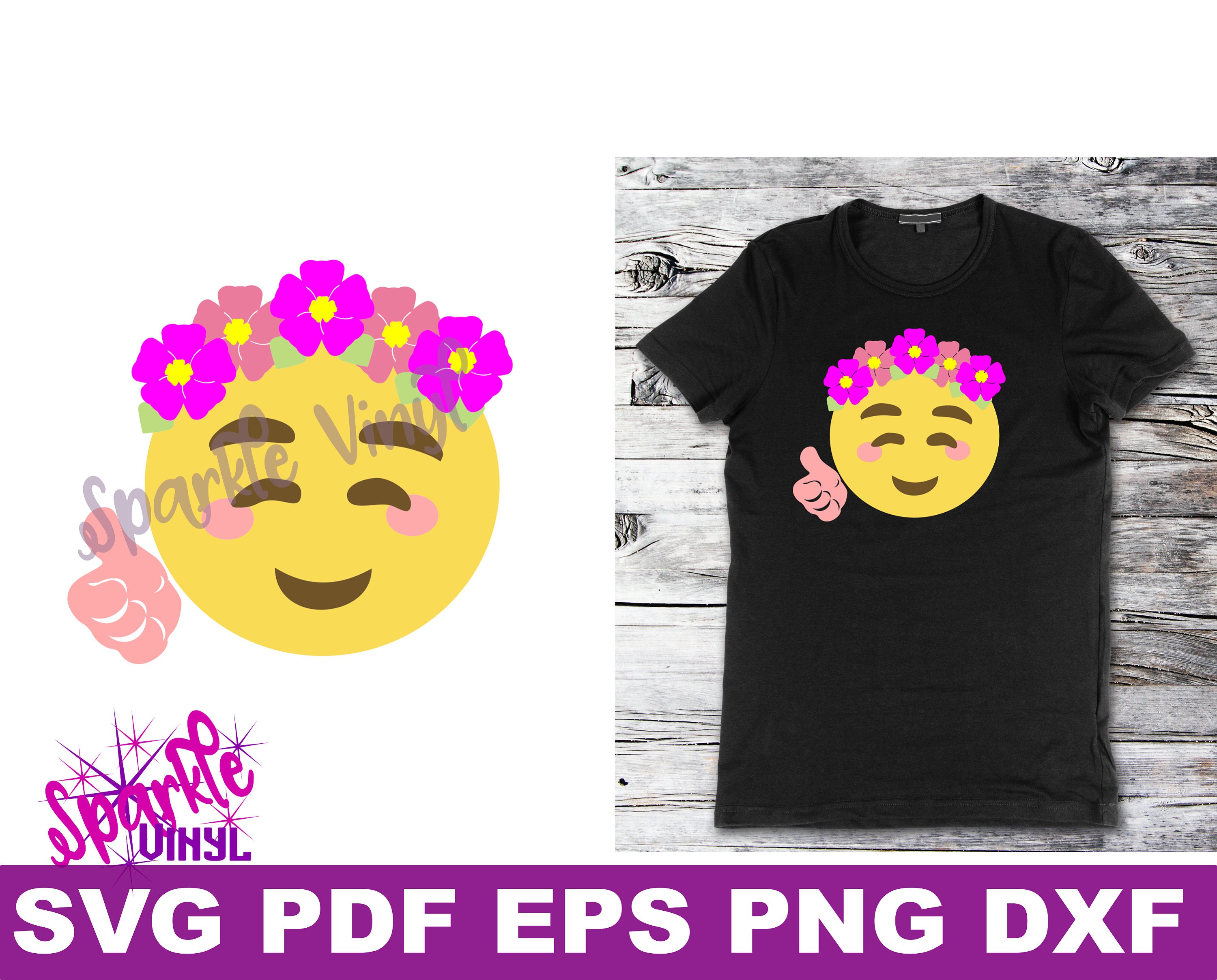 Download SVG Emoji Smile Flowers Thumbs Up shirt sign printable cut